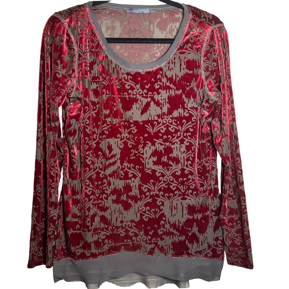 Simply Vera Wang Burnout Velvet Tunic Scoop Neck Long Sleeve Womens M Whimsigoth